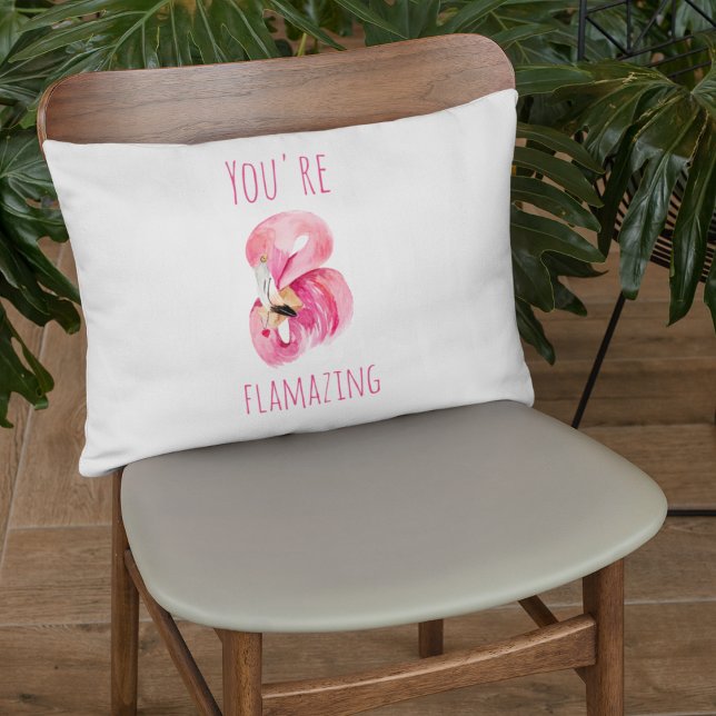 Modern You Are Flamazing Beauty Pink Flamingo Accent Pillow (Creator Uploaded)
