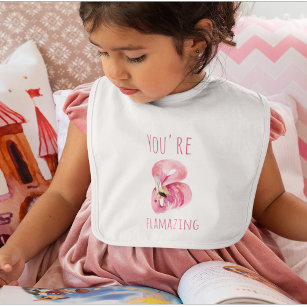 Modern You Are Flamazing Beauty Pink Flamingo Baby Bib