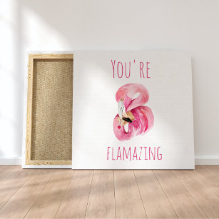 Modern You Are Flamazing Beauty Pink Flamingo Canvas Print