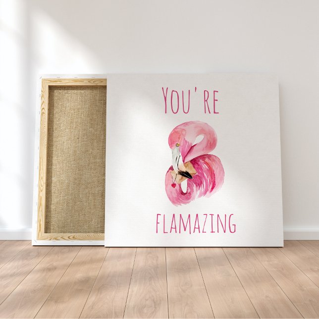 Modern You Are Flamazing Beauty Pink Flamingo Canvas Print (Creator Uploaded)