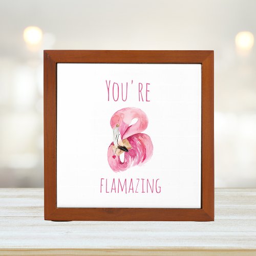 Modern You Are Flamazing Beauty Pink Flamingo Desk Organizer