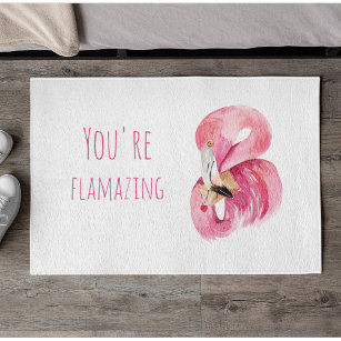 Modern You Are Flamazing Beauty Pink Flamingo Doormat