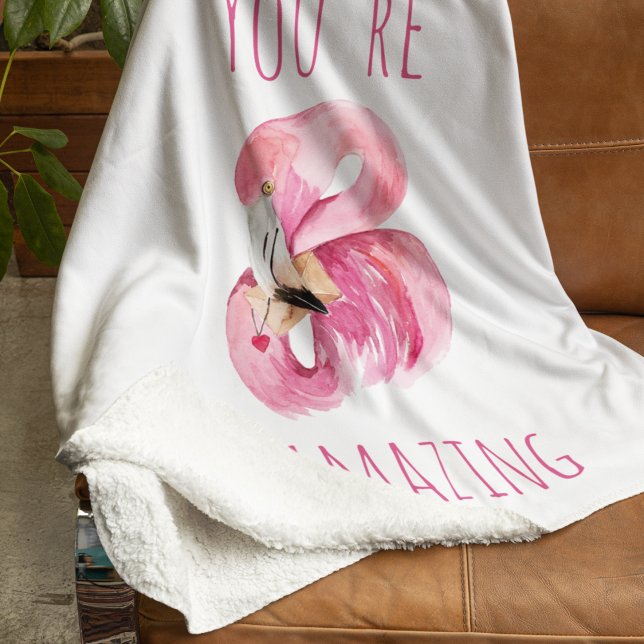 Modern You Are Flamazing Beauty Pink Flamingo Fleece Blanket (Creator Uploaded)