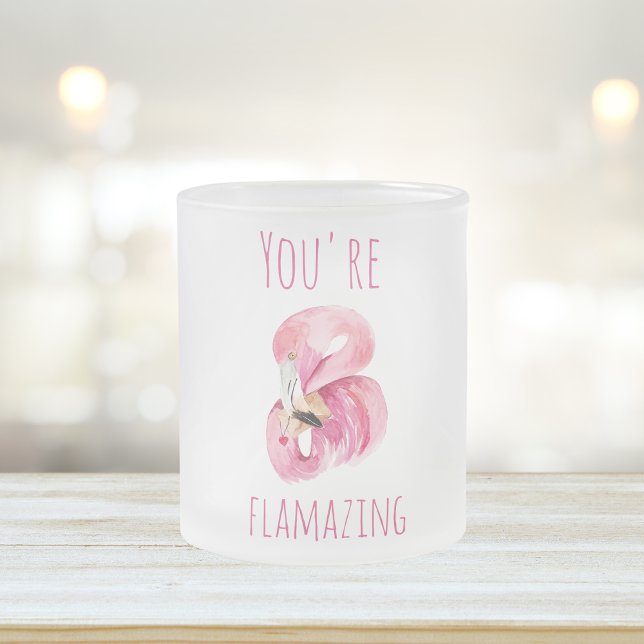 Modern You Are Flamazing Beauty Pink Flamingo Frosted Glass Coffee Mug (Creator Uploaded)