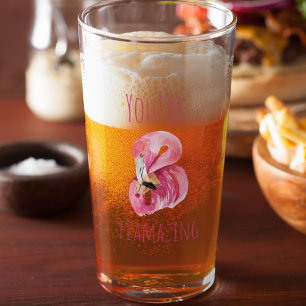 Modern You Are Flamazing Beauty Pink Flamingo Glass