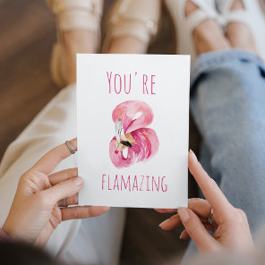 Modern You Are Flamazing Beauty Pink Flamingo Holiday Card
