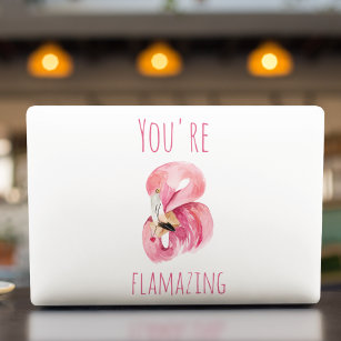 Modern You Are Flamazing Beauty Pink Flamingo HP Laptop Skin