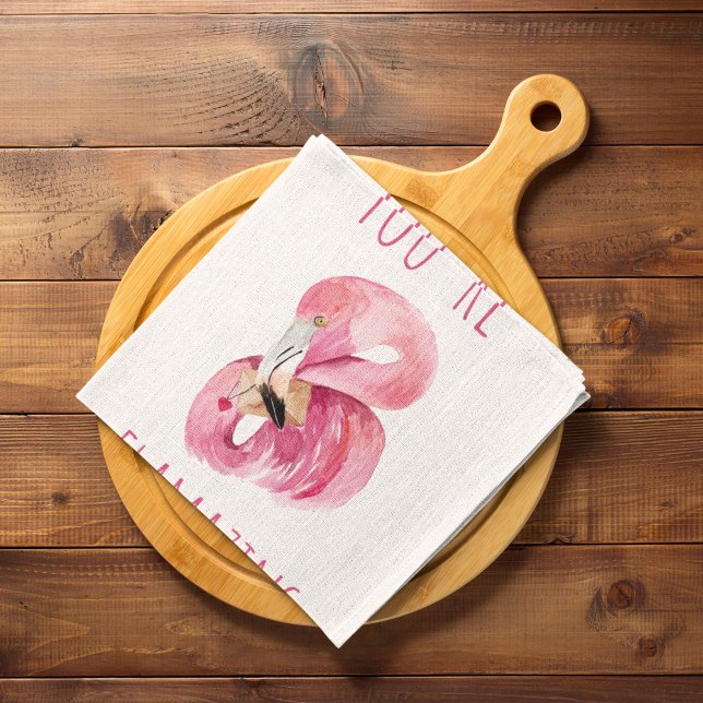 Modern You Are Flamazing Beauty Pink Flamingo Kitchen Towel (Creator Uploaded)
