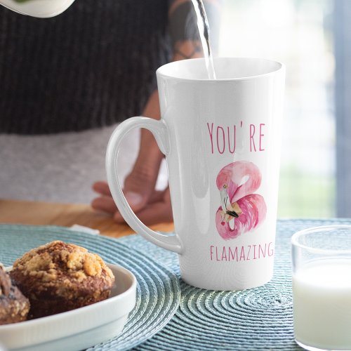 Modern You Are Flamazing Beauty Pink Flamingo Latte Mug