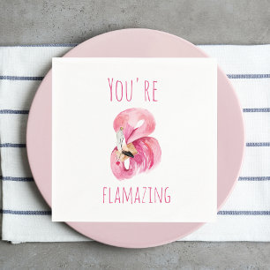 Modern You Are Flamazing Beauty Pink Flamingo Napkins