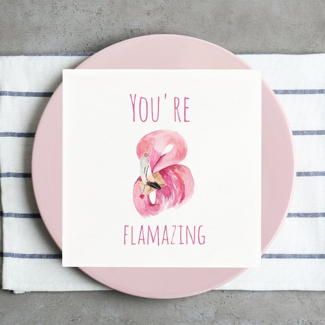 Modern You Are Flamazing Beauty Pink Flamingo Napkins (Creator Uploaded)