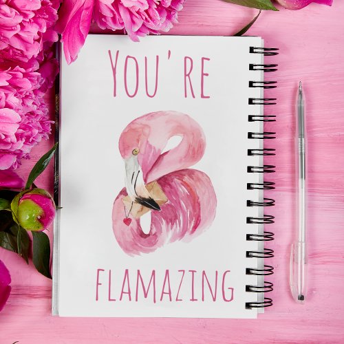 Modern You Are Flamazing Beauty Pink Flamingo Notebook