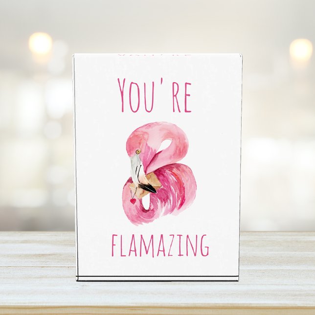 Modern You Are Flamazing Beauty Pink Flamingo Photo Block (Creator Uploaded)