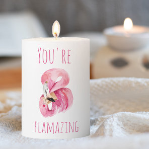 Modern You Are Flamazing Beauty Pink Flamingo Pillar Candle