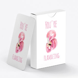 Modern You Are Flamazing Beauty Pink Flamingo Playing Cards