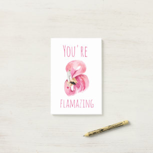 Modern You Are Flamazing Beauty Pink Flamingo Post-it Notes