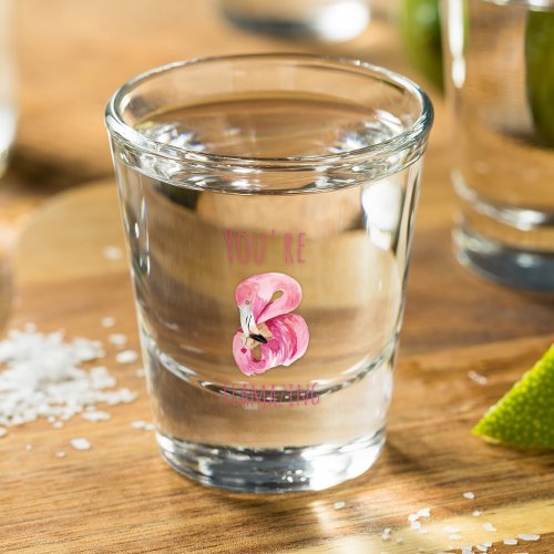 Modern You Are Flamazing Beauty Pink Flamingo Shot Glass