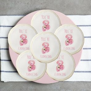 Modern You Are Flamazing Beauty Pink Flamingo Sugar Cookie