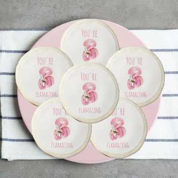 Modern You Are Flamazing Beauty Pink Flamingo Sugar Cookie by LovePattern at Zazzle