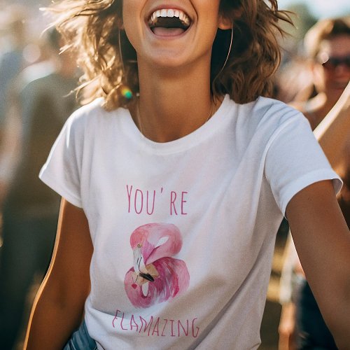 Modern You Are Flamazing Beauty Pink Flamingo T_Shirt