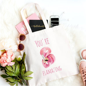 Modern You Are Flamazing Beauty Pink Flamingo Tote Bag