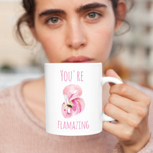 Modern You Are Flamazing Beauty Pink Flamingo Two-Tone Coffee Mug
