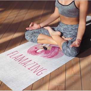 Modern You Are Flamazing Beauty Pink Flamingo Yoga Mat