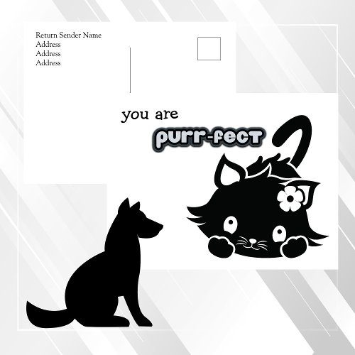 Modern  You are Perfect  Cat Birthday Postcard