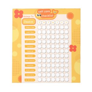 Modern Young Orange Self Care Check List Notepad