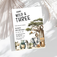 Modern Young Wild and Three Safari 3rd Birthday