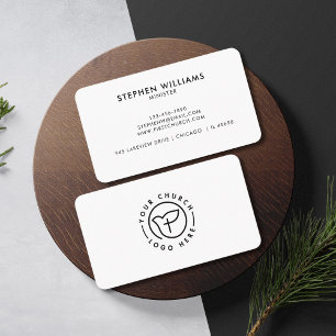 Modern Your Church Logo Minister Black and White Business Card