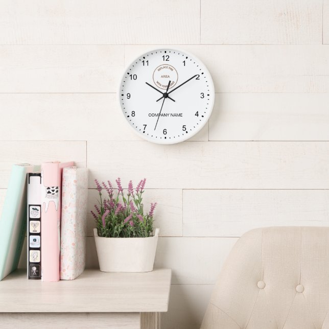 Modern Your Company Name Logo White Clock (Reading Room)