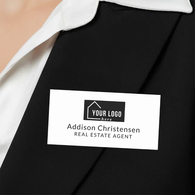 Modern Your Logo Custom Real Estate Name Tag | Zazzle