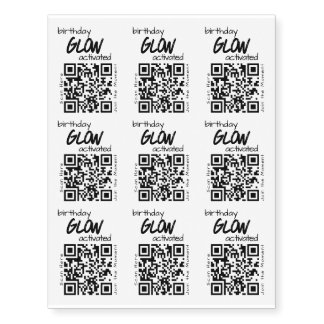 Modern Youthful Birthday Fun Party QR Code Temporary Tattoos