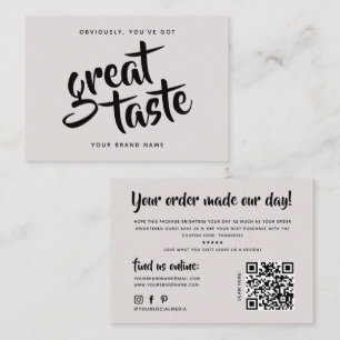 Modern you've got great taste qr code thank you business card
