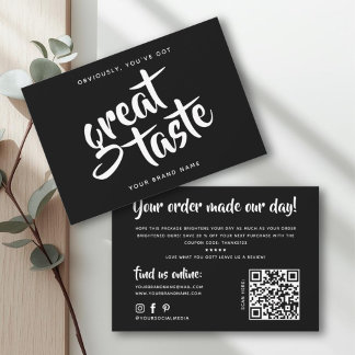 Modern you've got great taste qr code thank you business card