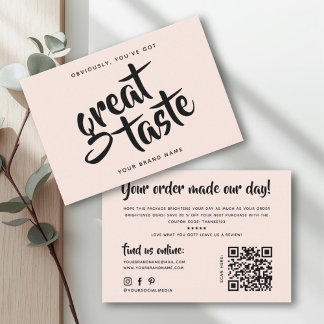 Modern you've got great taste qr code thank you business card