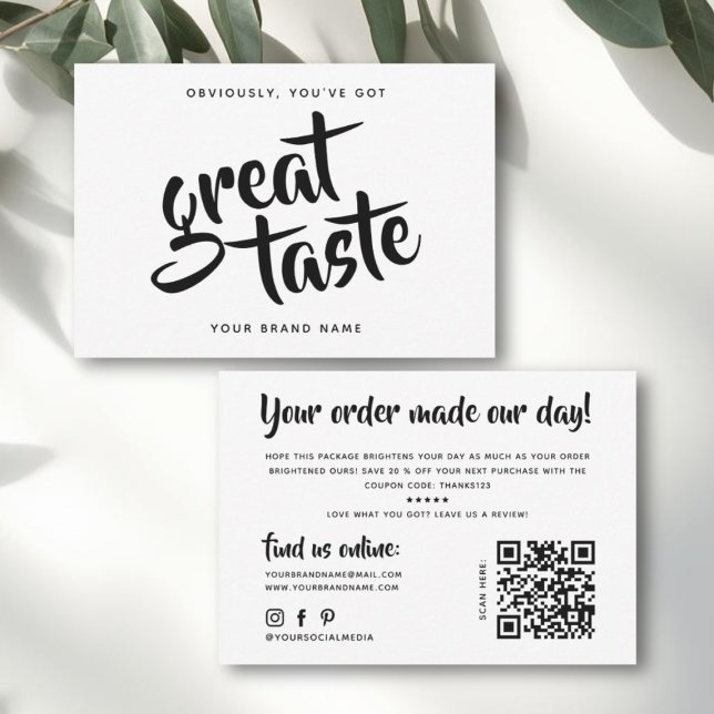 Modern you've got great taste qr code thank you card (Creator Uploaded)