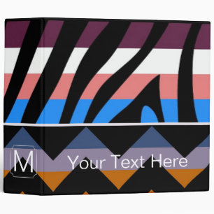 Modern Zebra and Chevron Zigzag 2 3 Ring Binder