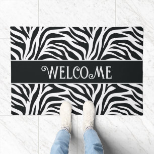 Modern Zebra Entryway Welcome Mat