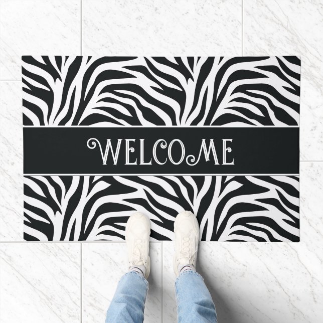 Modern Zebra Entryway Welcome Mat (Indoor)