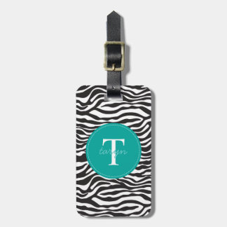 Modern Zebra Monogram Luggage Tag