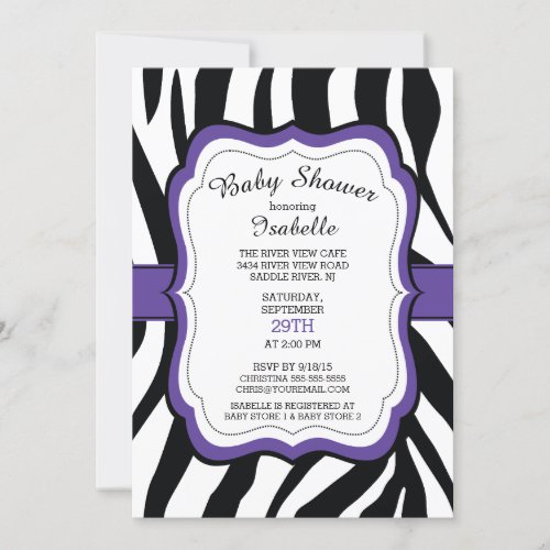 Modern Zebra Print Girls Baby Shower Invitation