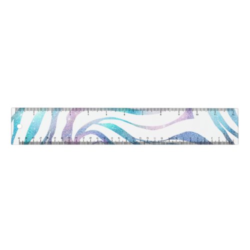 Modern Zebra Print Glam Blue Purple Glitter  Ruler