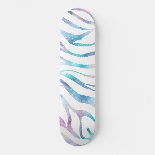 Modern Zebra Print Glam Blue Purple Glitter  Skateboard