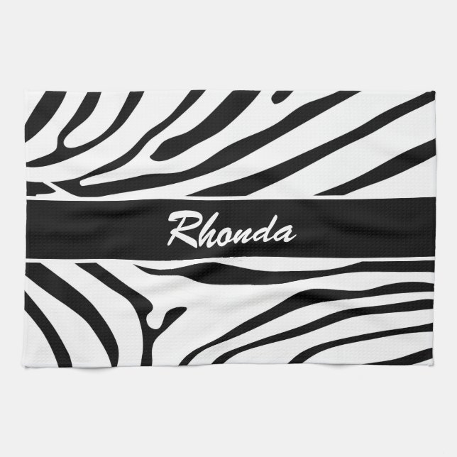 Modern Zebra Print Kitchen Towel (Horizontal)