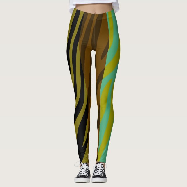 Modern Zebra Print Pattern #18 Leggings (Front)