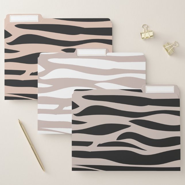Modern Zebra Print Stripes Pattern  File Folder (Set)