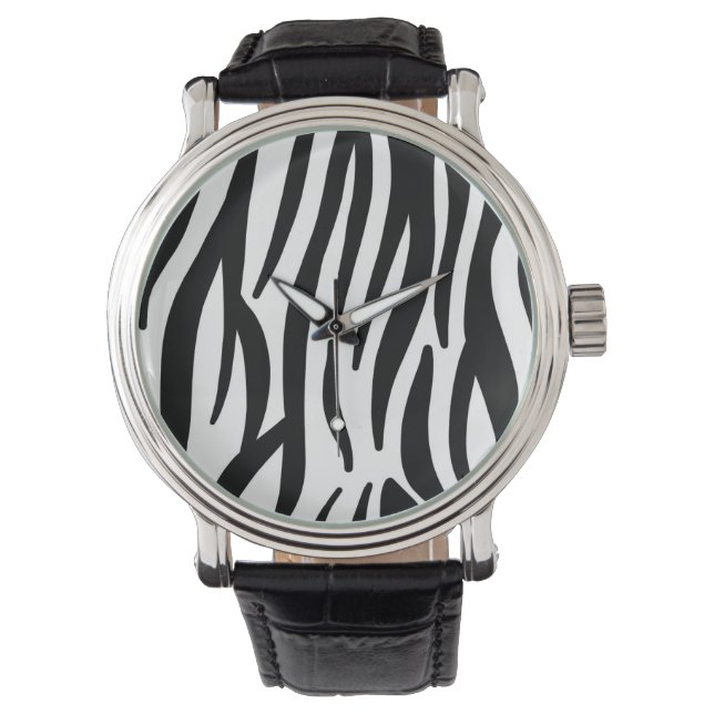 Modern Zebra Print Wrist Watch - Bold Abstract  (Front)