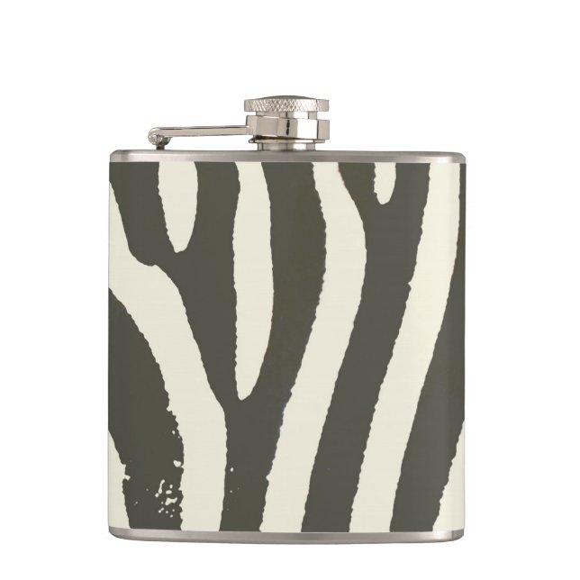 Modern Zebra Stripe Animal Print Pattern Hip Flask (Front)